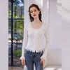 Women's Sweet Knit T-shirt with Lace U-Neck