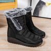 Damen Winterstiefel mit Kaninchenfell-Fell, hohe Absätze, warm, seitlicher Reißverschluss, wasserdicht