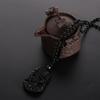 Jewelry Rope Auspicious Beaded Chain Stone Dragon Totem Pendent Necklace Natural Obsidian Carved
