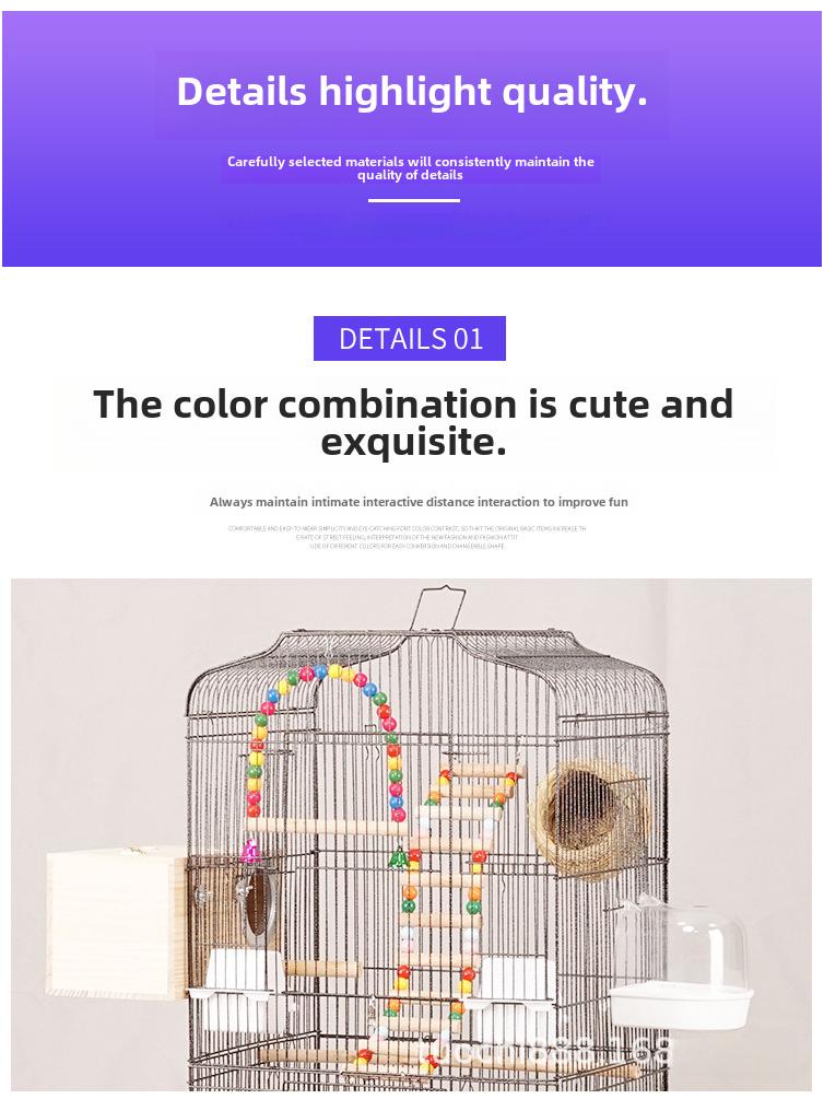 Grande Cage à Oiseaux pour Perroquets et Mynas - Design Phénix Noir