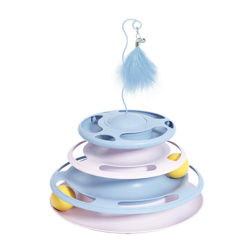 New Flying Saucer Cat Turntable Toy Four-layer Cat Play Plate Self-entertaining Cat Toy Leaking Food Pet Toy