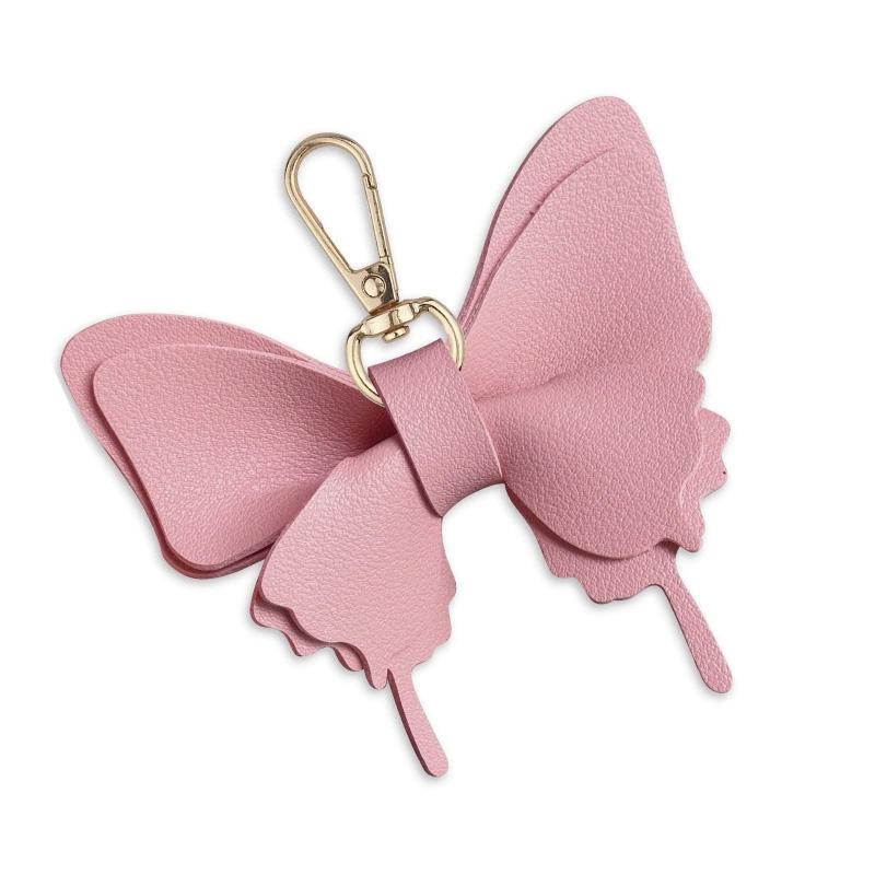 1pc Leather Creative Keychains Colorful Backpack Decoration Exquisite Key Ring Bag Charm Butterfly Pendant