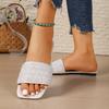 Summer Plus Size Women Slide Sandals Casual Outdoor Square Toe Flat Heel Single Strap Luxury Comfort Slippers