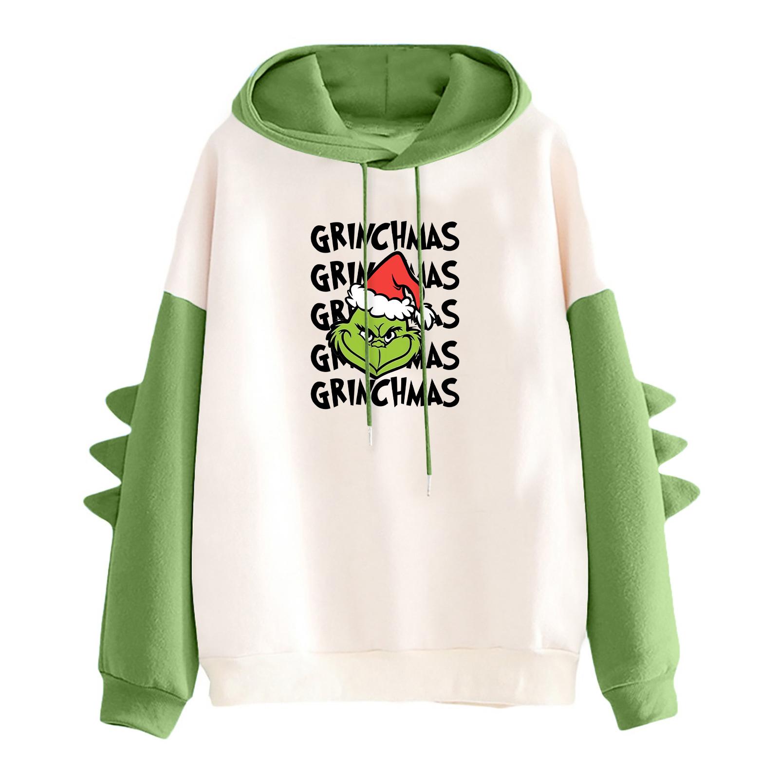 

Женское рождественское худи свободного кроя с контрастным принтом динозавра L