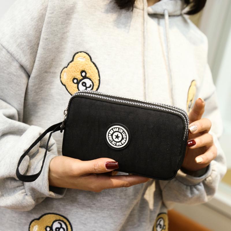 Waschbare Denim Damen Mehrfachfach-Clutch: Münz-, Make-up- und Handyaufbewahrung.