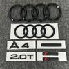 AUDI A4 4Ring logo ABS Black Car Hood Front Grill Rear Trunk Emblem Sticker A4 Mark Quarrto 2.0T Sline Emblem For A4 2008-2017