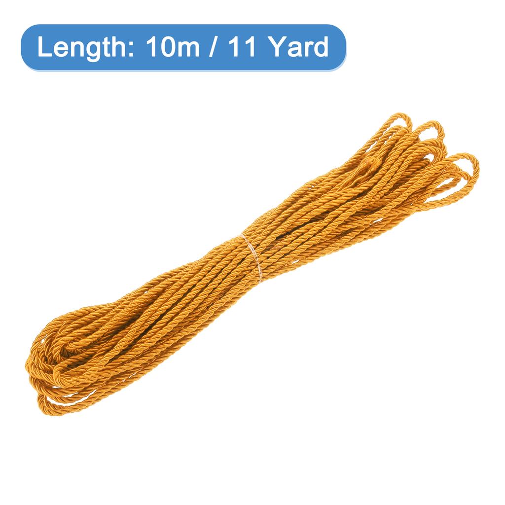 Uxcell 11 Yard 3mm Twisted Cord Trim 3-Ply Twine Braided Rope Shiny Thread String for Craft Gift Bag Curtain Christmas Decor