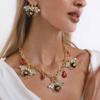 Modische Insekten-Serie Anhänger Halskette Elegante Strass-Ohrringe Damen Luxus Schmuck Geschenk