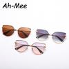 High-Quality Fashion Ladies Cat Eye Rimless Sunglasses Women  Vintage Gradient Sun Glasses For Female Outdoor Sunscreen Eyeglasses