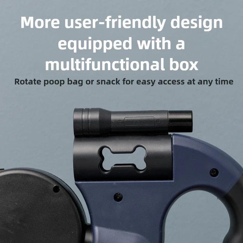 Premium 3M Retractable Double Dog Leash No Tangle 360 Swivel Reflective For Small Dogs Walking Pet Lead With LED Lights