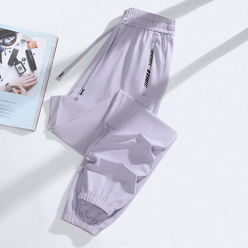 Men's Thin Ice Silk Summer Joggers: Breathable, Quick-Drying, Sun-Protective Running and Sports Pants for Outdoor Activities