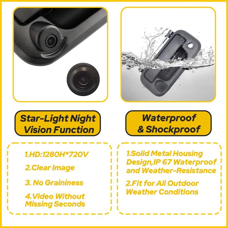 Car Tailgate Handle Camera 170° Waterproof HD Camera Ford F150 F250 F350 F450 F550 2004-2014 Backup Reversing Camera Accessories