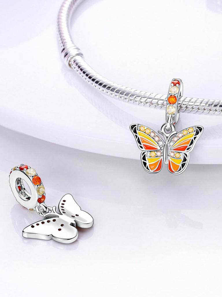 Blue Firefly Colorful Butterfly Beads Charm Copper Plated Fit Charms Copperoriginal Bracelet For Jewelry Making Diy Charm