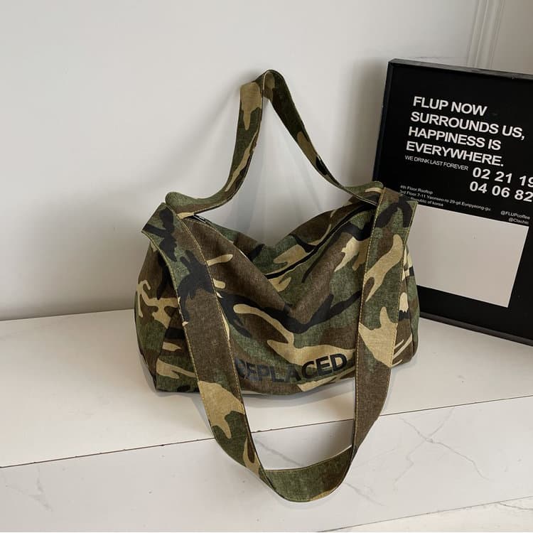 

Vintage camouflage tote bag women s shoulder bag зелений