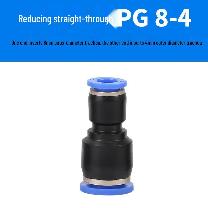 Straight Quick Push-In Pneumatic Air Tube Connector, PU Sizes 6-16, Plastic Two-Way Joint