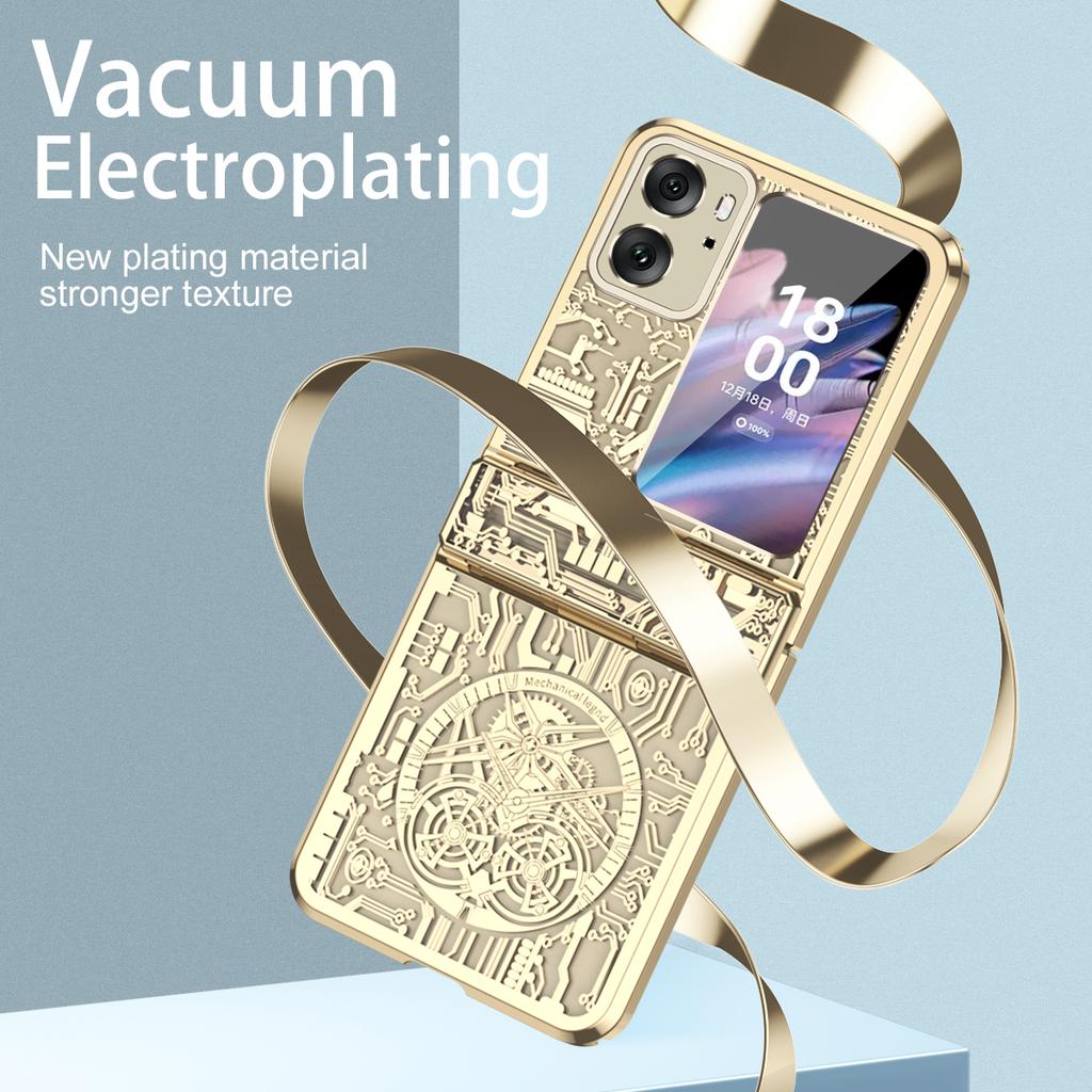 Serie Mecanică Legendă pentru Oppo Find N2 Flip 5G Husă de Telefon cu Protecție Hinde Acoperire Dură PC Electroplacat