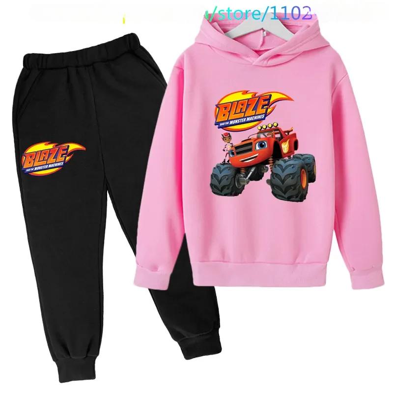 Topo De Bolo Blaze And The Monster Machines 4 bluza z kapturem ubrania dla dzieci ubrania dla dziewczynek dziecięcy jesienny garnitur chłopięca bluza i spodnie