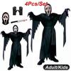 Adult Ki Ds Scream Ghost Face Cosplay Halloween Costume Fancy Dress Costume S