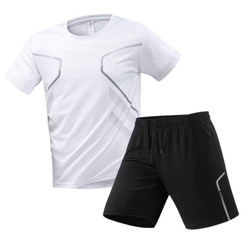 Men's Quick-Dry Sports Suit: Short Sleeve T-Shirt & Summer Fitness Football Training Gear. Custom Logo Option Available.