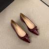 Pointed Small Man Inner Height Increase Commuter Single Shoes Women's Spring 2025 New Bow Soft Sole Red Mary Jane Shoes