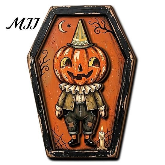 Hanging Decorations for Home Vintage Halloween Wooden Decor, Coffin-Shaped Tabletop Ornaments, Freestanding & Gifts Lovers Ornament Mantel Shelf Porch
