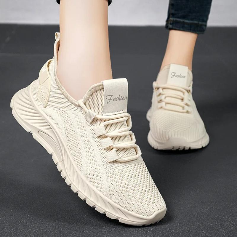 Women's Casual Sneakers Lace Up Flat Build Step Breathable Hundred Shoes