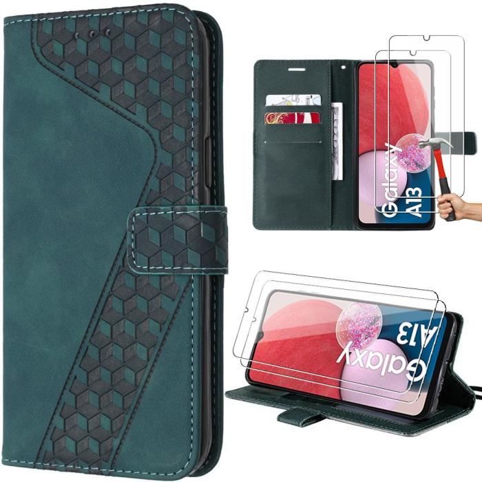 Coque - BOOLING - Samsung Galaxy A04s/A13 - Vert Nuit - Semi-rigide - 2 Verres Trempés