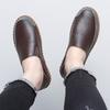 Men's Slip on Moccasins Driving Shoes Casual Loafers Retro Handmade Leather Outdoor Black Wide Shoes for Father Large Size