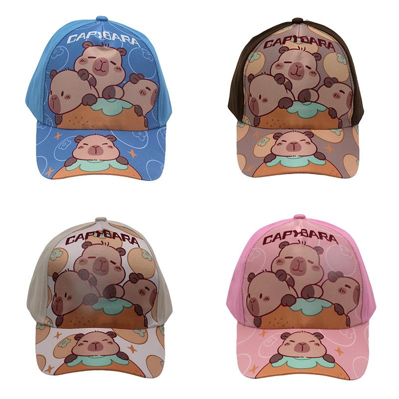 Cartoon Printed Capybara Children Baseball Hat Fashion Versatile Hat For Boys Girls Cute Outdoor Sunshade Peaked Cap Gifts