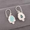 Kamień szlachetny Chalcedon Akwamarynowy Srebro Próby 925 Biżuteria Ręcznie Robione Kolczyki 1,6" Dla Niej EE-163-18