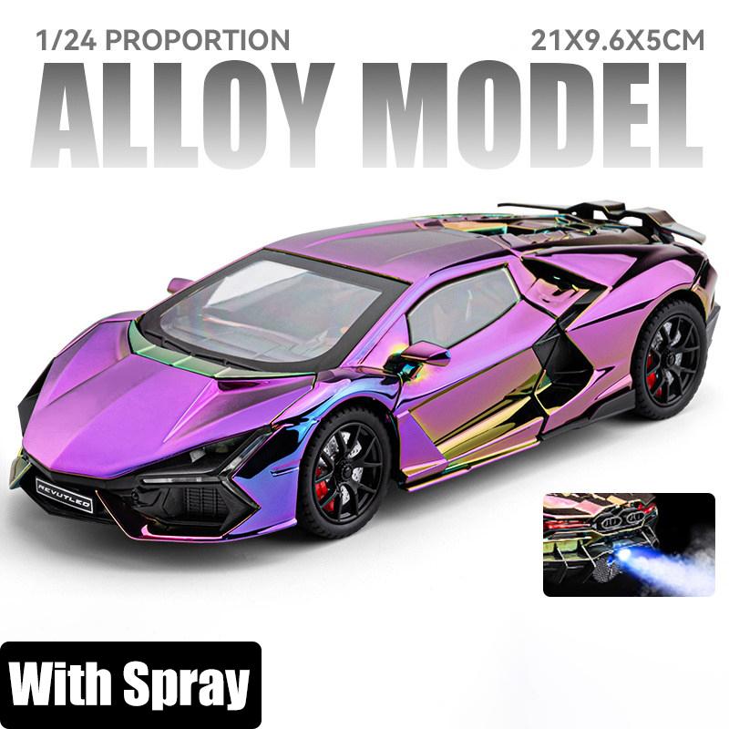 Spray 1:24 Lamborghini Revuelto Countach LP500S Supercar Alloy Metal Diecast Model Car High Simulation Home Trendy Ornaments Toy