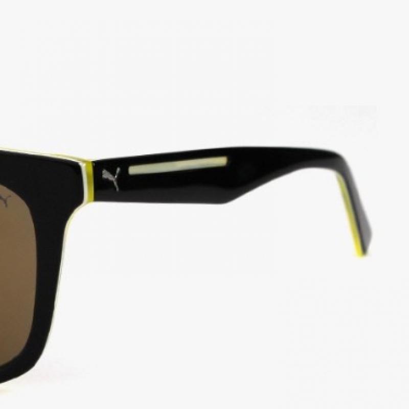 Puma Pu0088sk 001 Ripper Square Horn Rimmed Over Asian Fit Mirror Sunglasses