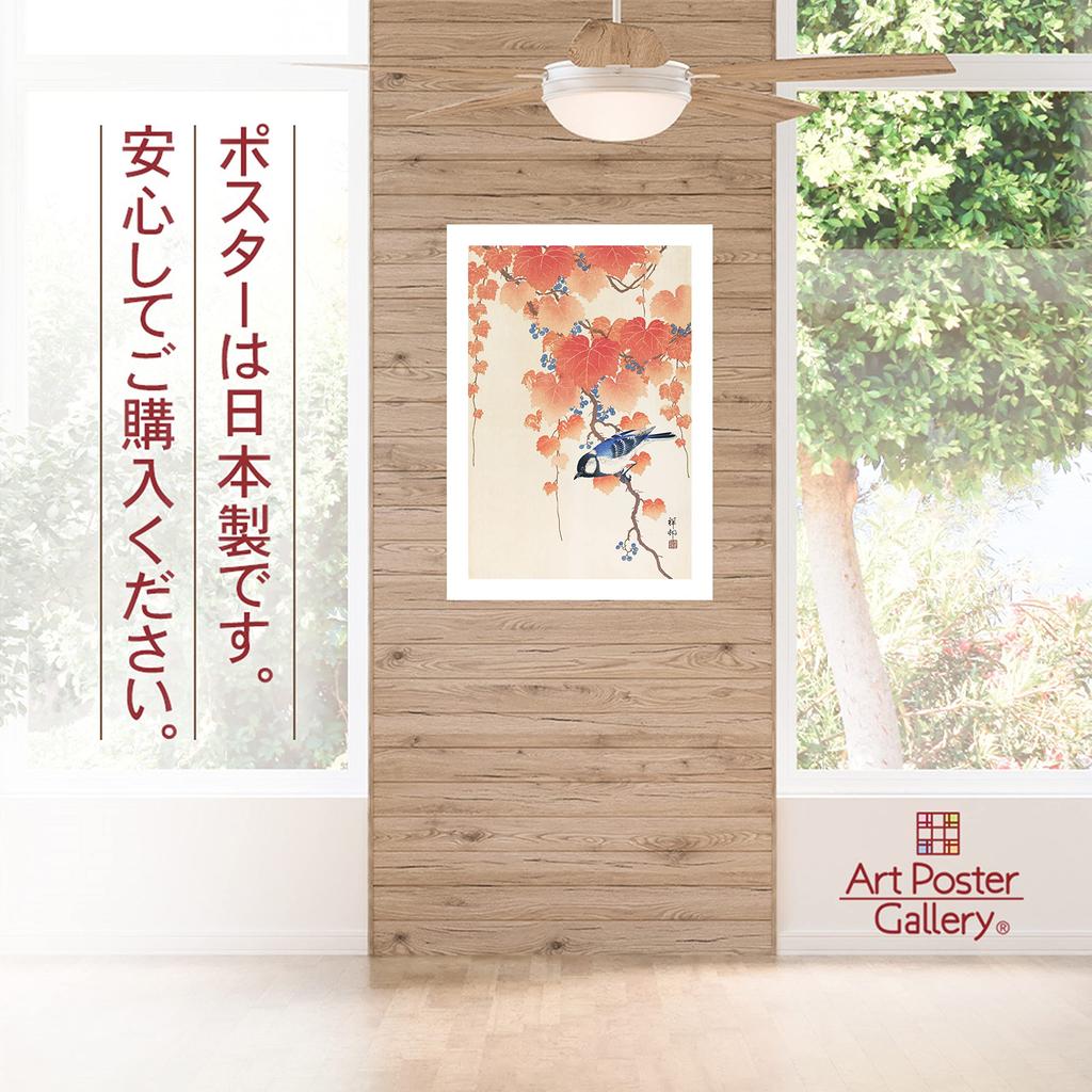 Poster by Ohara Koson, "Paulownia Tree and Chickadee (Japanese Painting)" A3 Size [Made in Japan] [Interior Wallpaper] Painting Art Wallpaper Poster