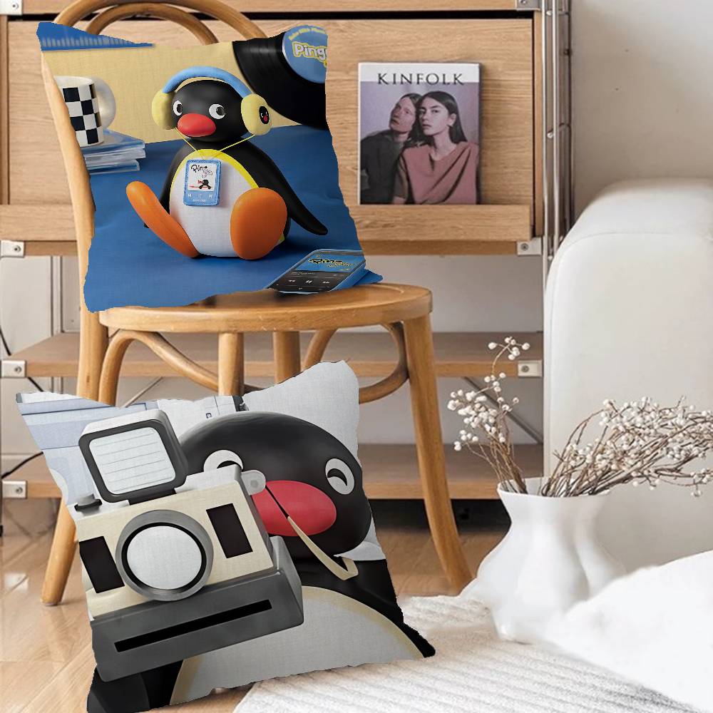 Cute P-Pin-guS Cartoon Pillow Case Removable Washable Cushion Cover – All-Season Soft Linen