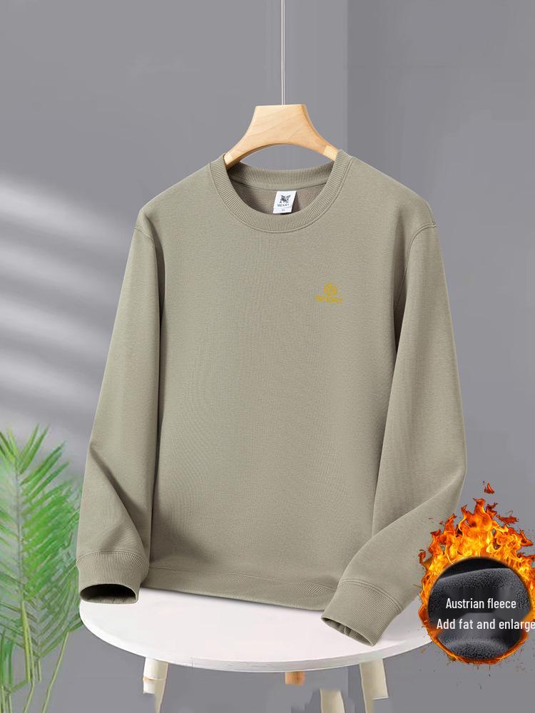 Plus Size Men's Fleece-Lined Sweatshirt - Warm, Loose Fit for Autumn/Winter