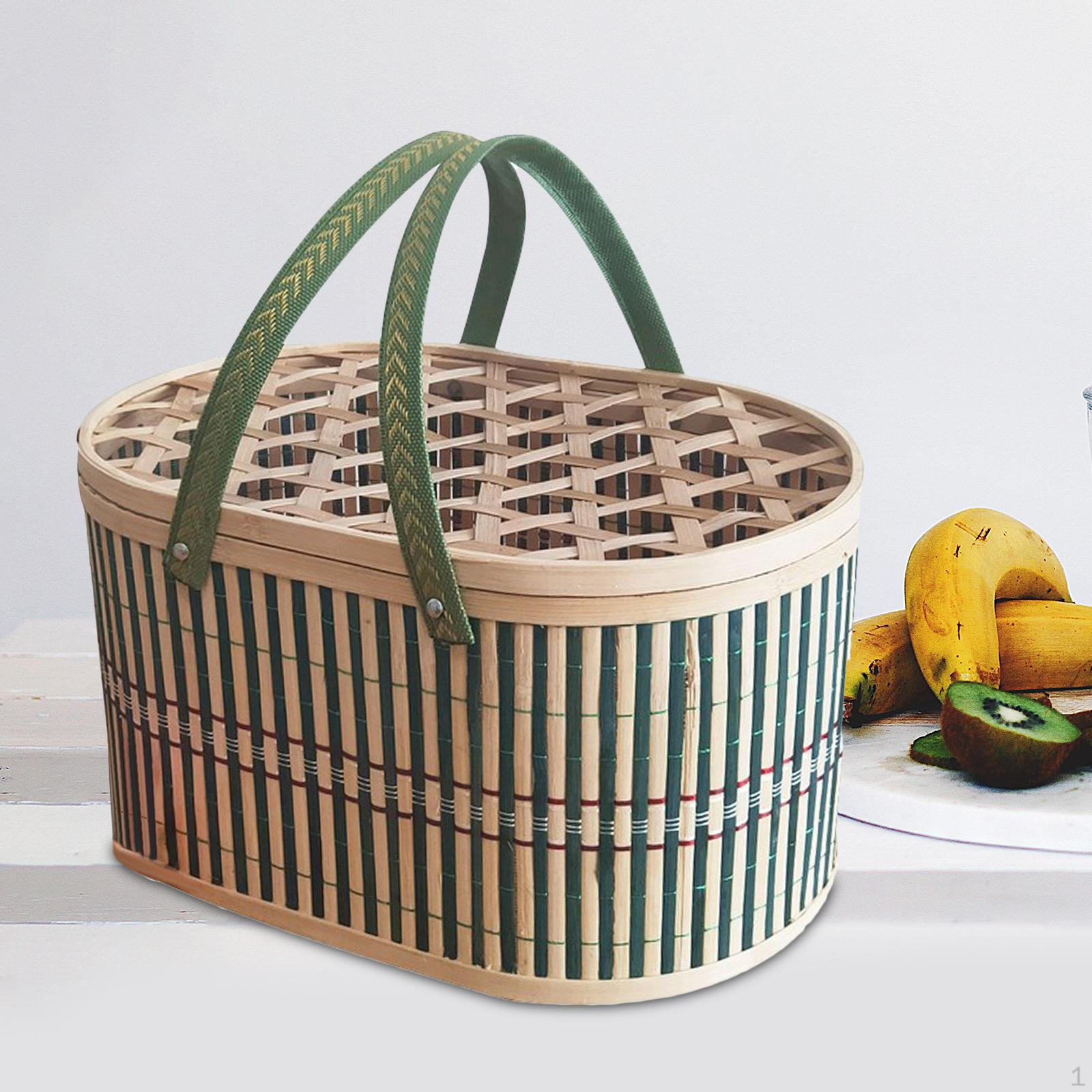 

Бамбуковая плетеная корзина с крышкой для хранения продуктов, подарочная упаковка для торта Hollow Lid