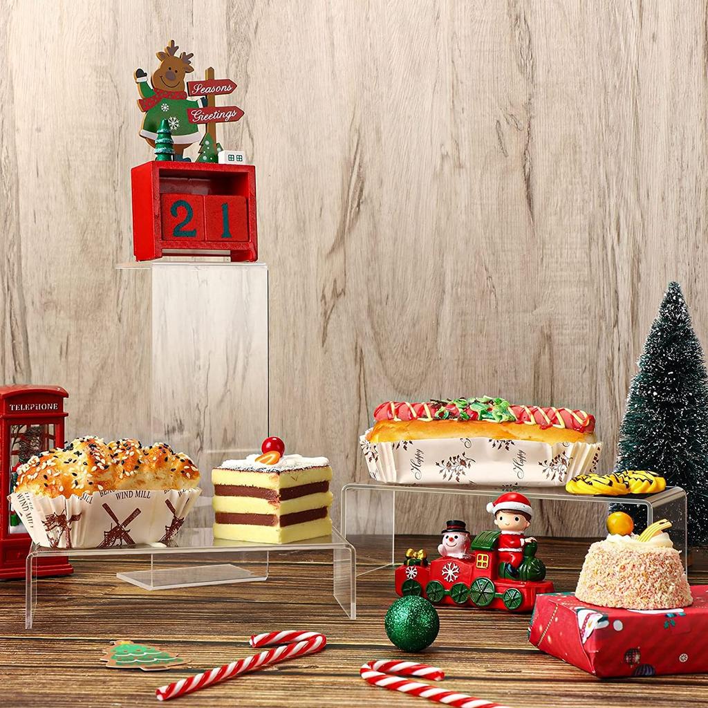 Clear Acrylic Display Riser Stand Jewelry Display Shelf Cupcake Stand Showcase Fixtures for Candy Dessert Figures Collections