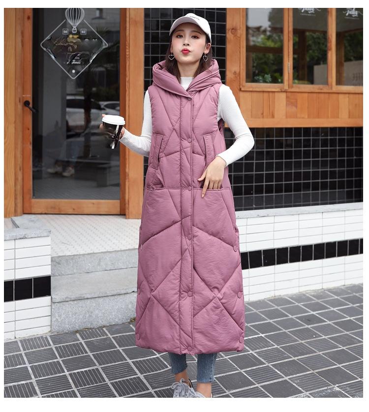 Vestă lungă pentru femei, toamnă iarnă, îmbrăcăminte caldă, pardesiu, supradimensionat, cu glugă, jachetă puf, parkas căptușit din bumbac
