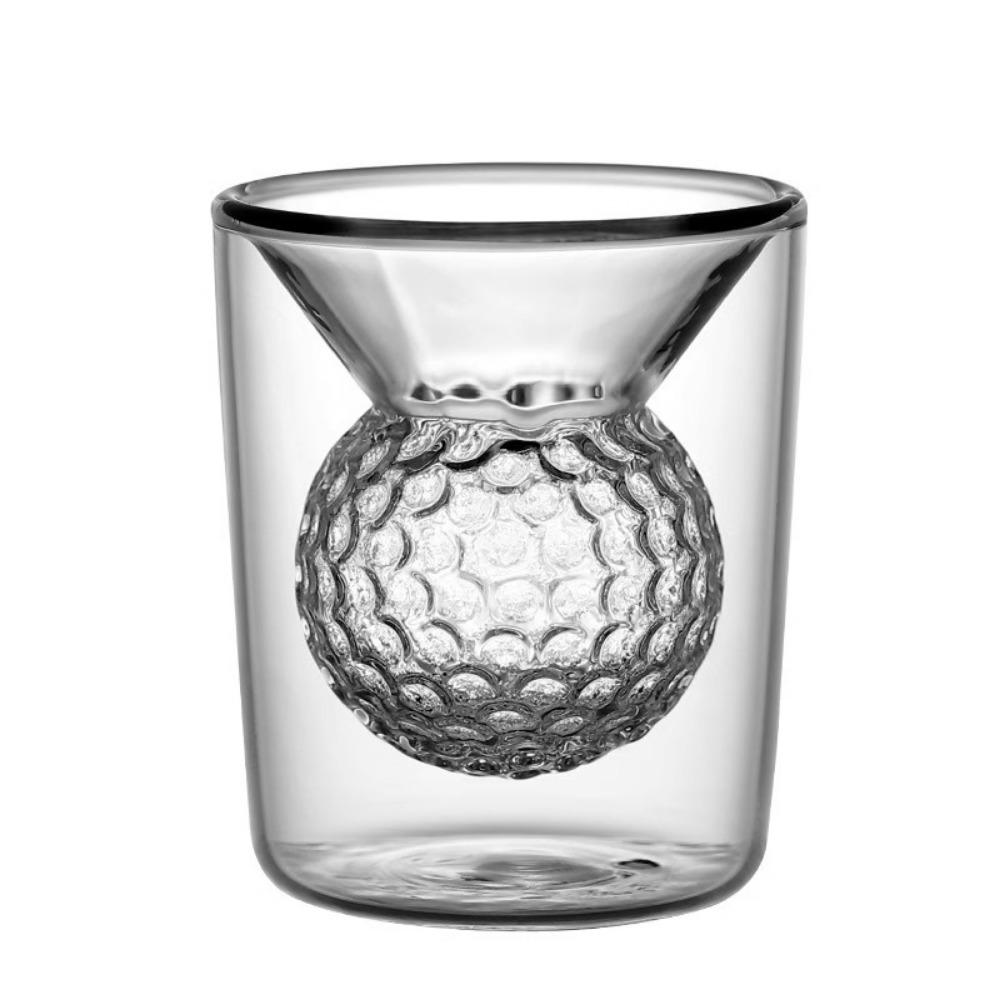 

3D Rugby/Golf Ball Shape Beer Shot Glasses Double Wall Whiskey Beer Cup Funny Clear Glass Cup Tea Style 1