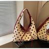 Polka Dot Canvas Bag Women's New Tote Bag Large Capacity Portable Vegetable Basket Bag Commuter Armpit Bag