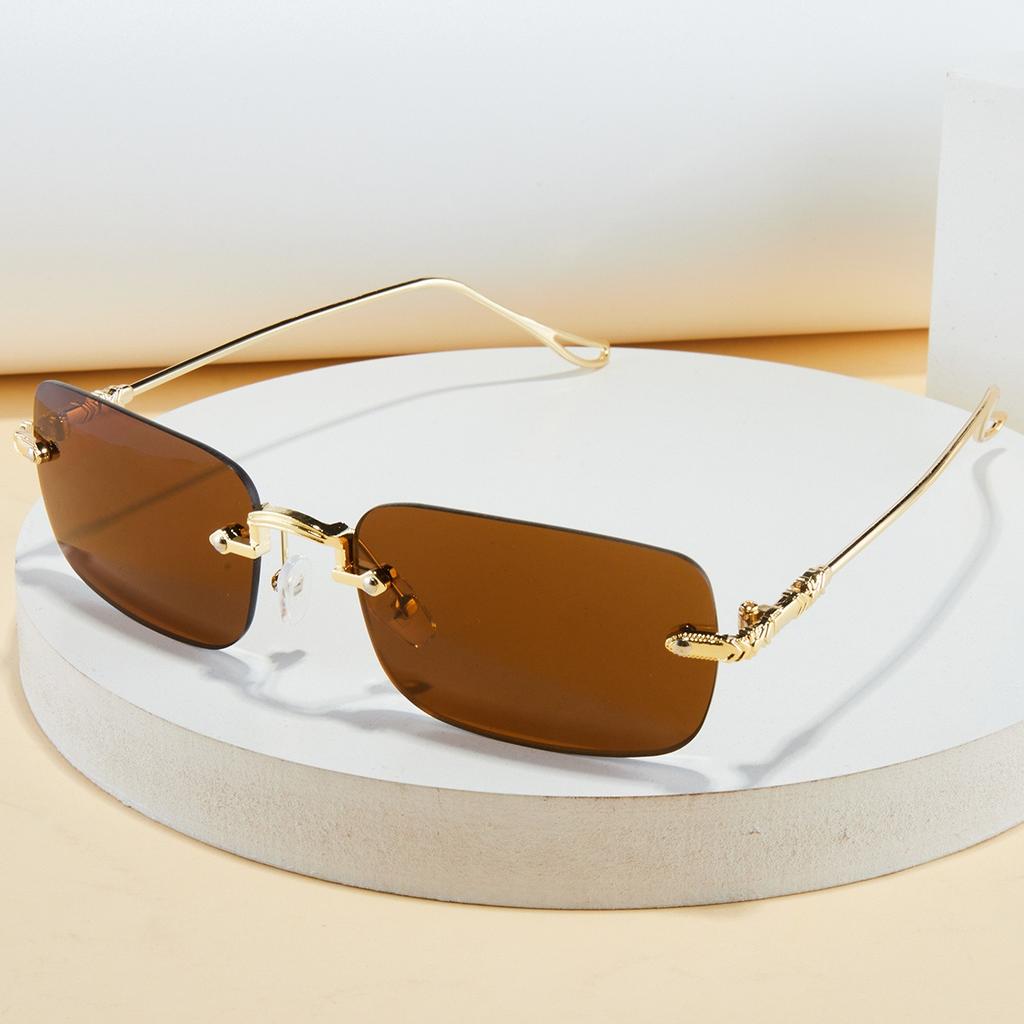 Men's Metal Frameless Sunglasses Square Frameless Sunglasses Retro Metal Sunglasses Trendy Street Pography Street Style