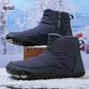 Damen Warme Futter aus Kunstfell Wasserdicht Rutschfest Reißverschluss Knöchel Schneestiefel Outdoor Wandern Spazierengehen Winterstiefel
