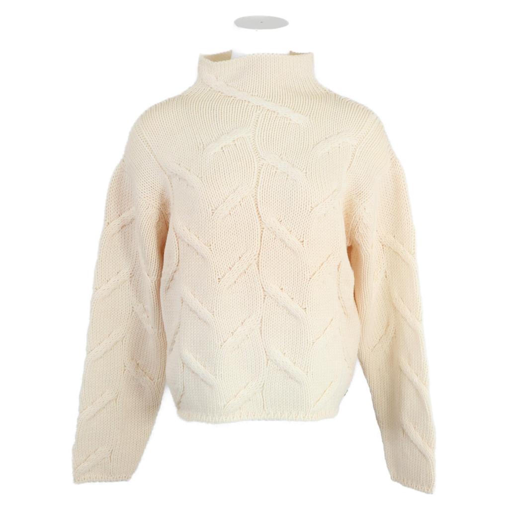 Chanel [Good condition/Domestic Regular Product] 99A P13656V00633 Cable Turtleneck Knit Sweater/ Tops 38 IvoryUsed
