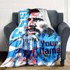 Football Messi Personalized Text Blanket Multi-purpose Customizable Blanket Ultra-Soft Versatile for Seaside Home Decor Bed Livingroom
