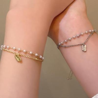 Damen-Armband mit doppelter Kette und Mini-Perlen (2 Farben)