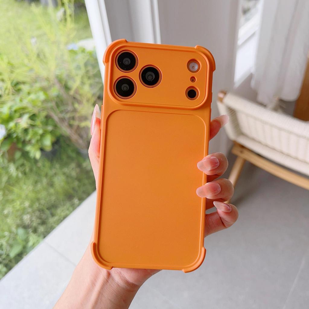 Starry Orange Ultra-Thin Phone Case for iPhone 14 to 17 Pro Max, 15-piece Set