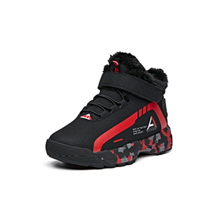 Anta Kids Velcro Non-Slip Wear-Resistant Warm Low-Top Running Shoes Kids sneaker Black Red 312046953-3
