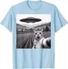Funny Design Cat Selfie With An Alien UFO Theme Unisex T-Shirt Unisex T-Shirt