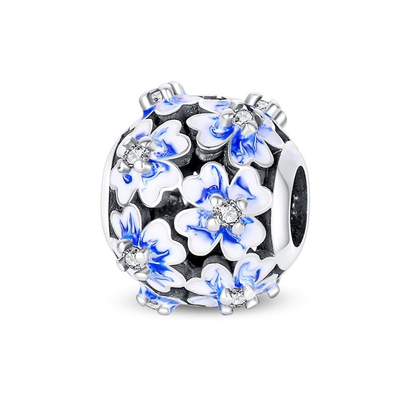Copper Plated Beads DIY Jewelry Bracelet Accessories, Blue Travel Butterfly Bead Charm