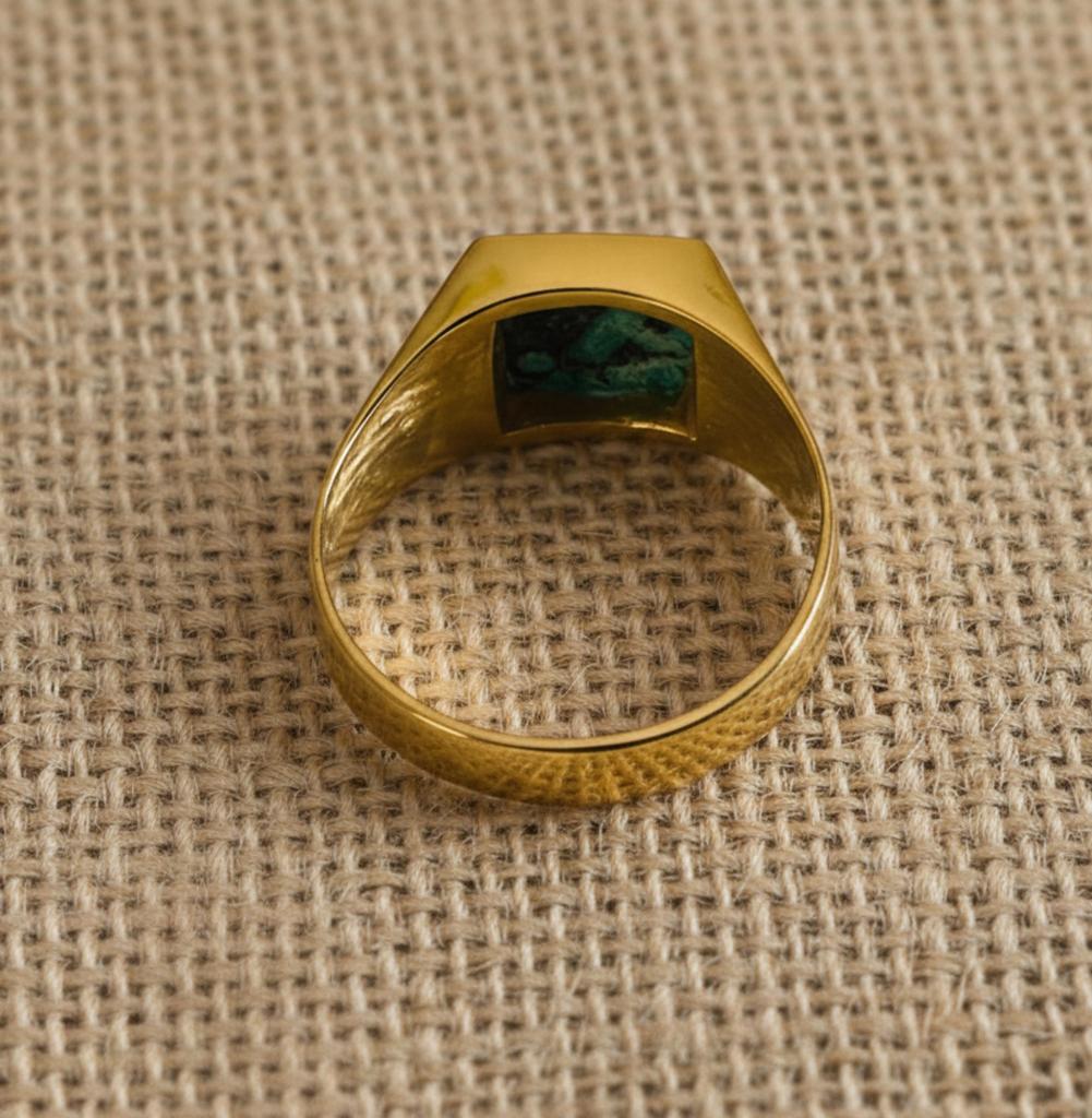 Blue Copper Turquoise Ring, 925 Sterling Silver Ring, Turquoise Signet Ring, Pure Copper Ring, Handmade Unisex Jewelry